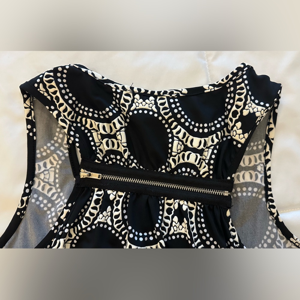 Camille & Co. Black and White Asymmetrical Sundress with Scoop Neck - Picture 6 of 7